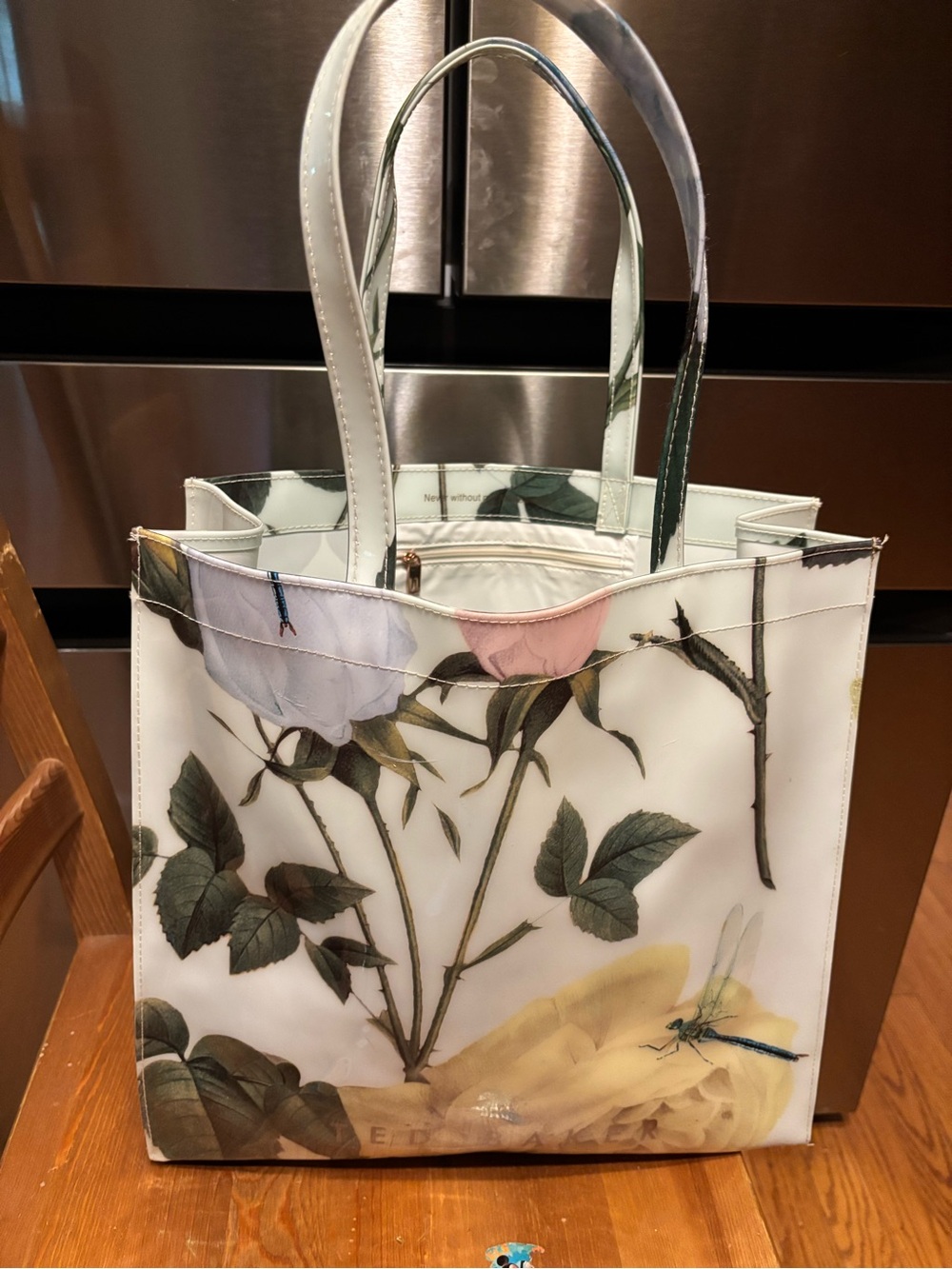 NWOT Beautiful Ted Baker Floral Patent Tote - Picture 3 of 14